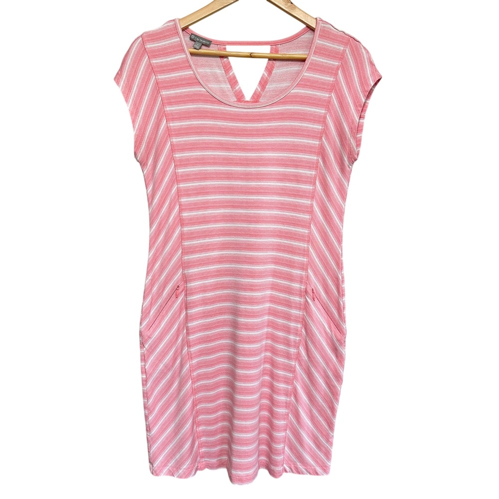 T by‎ Talbots Striped Terry Athletic Dress Womens S Coral Casual Vacation Resort